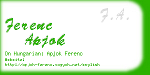 ferenc apjok business card